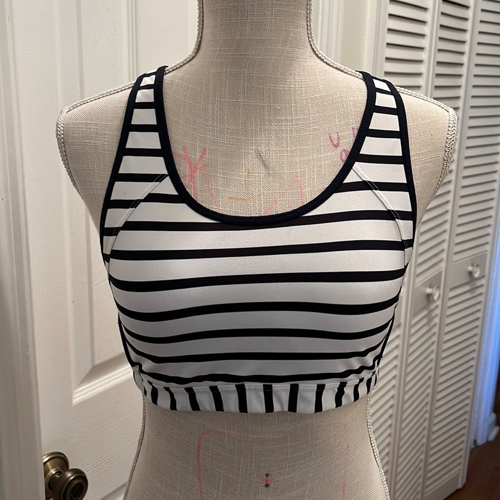 Athleta Sports Top Black/White Stripe